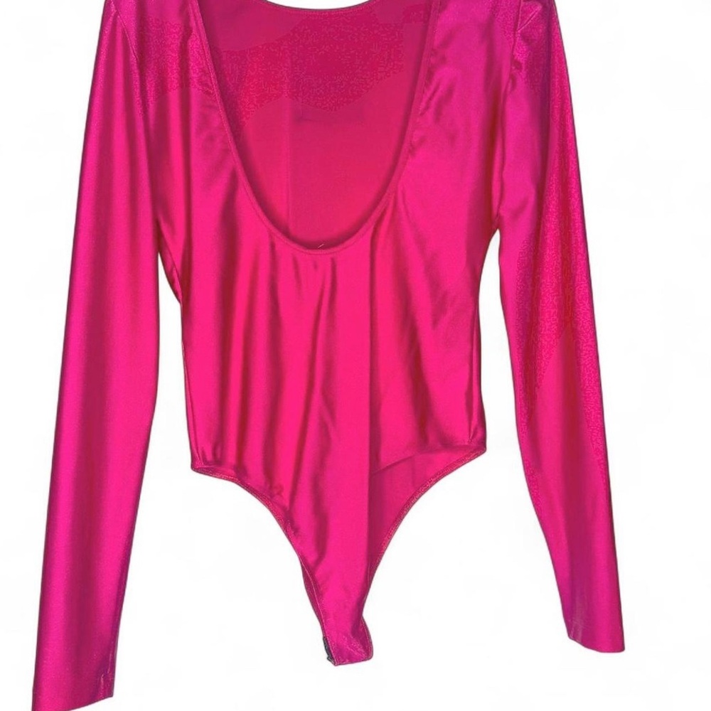 VERSACE Jeans Couture Vibrant HOT Pink Long Sleeve Adult Bodysuit. Size 10. EUC. - Picture 6 of 8